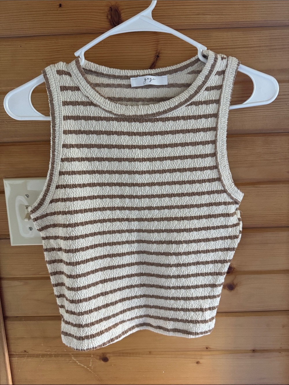 Striped Terry Tank Top - Cream & Brown